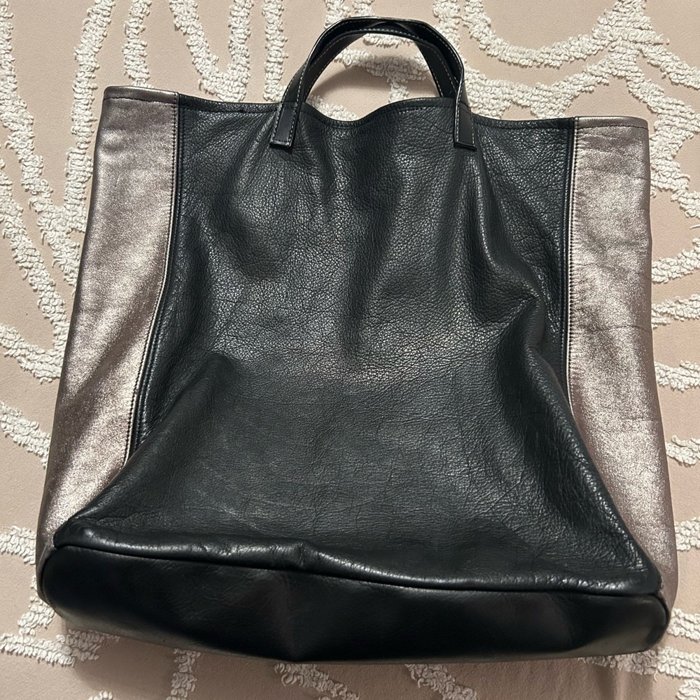 Eileen Fisher Black and Silver Tote Bag